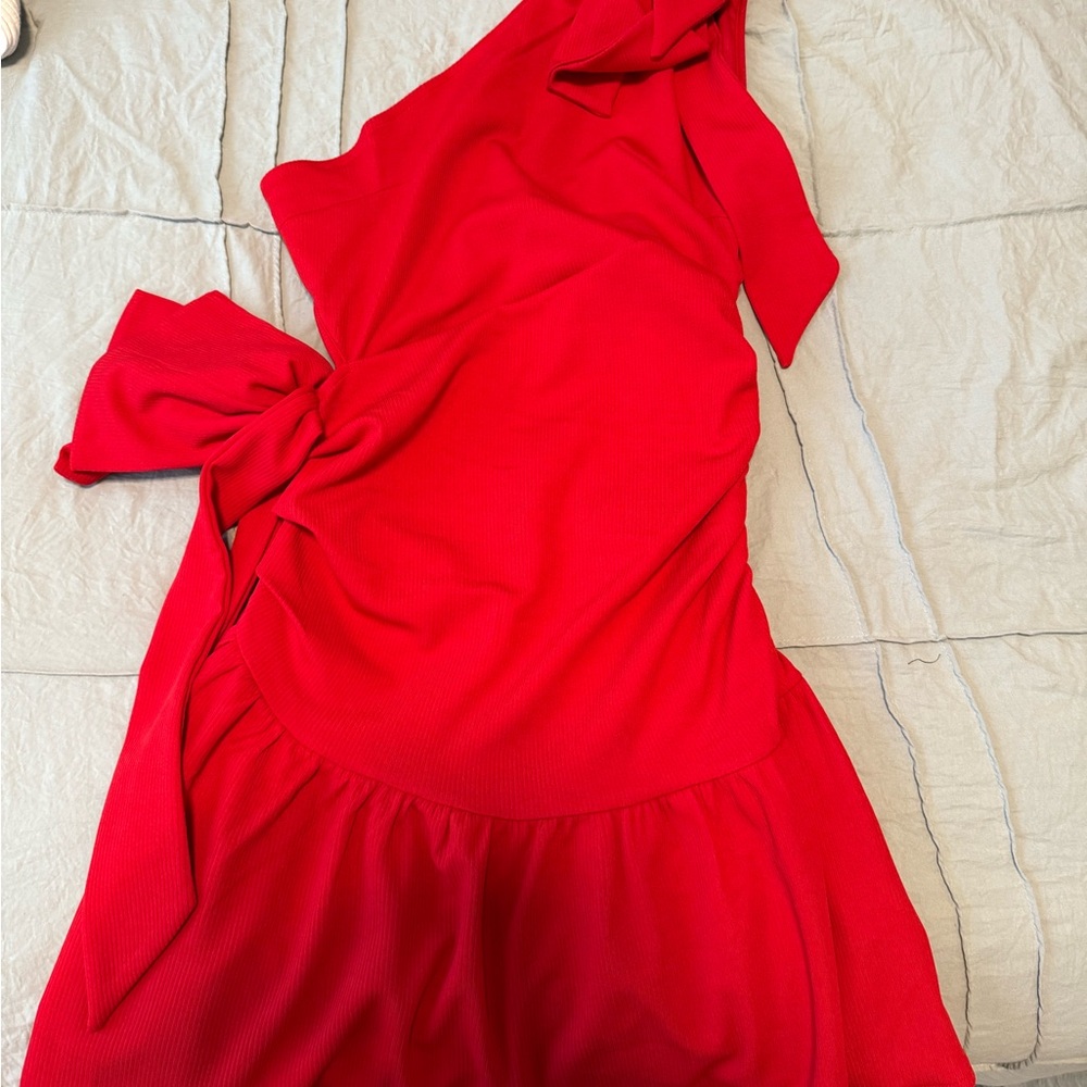 Vibrant Red One-Shoulder Dress